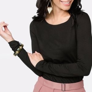 Fig & Lily Black Long Sleeve Tunic T-Shirt Blouse